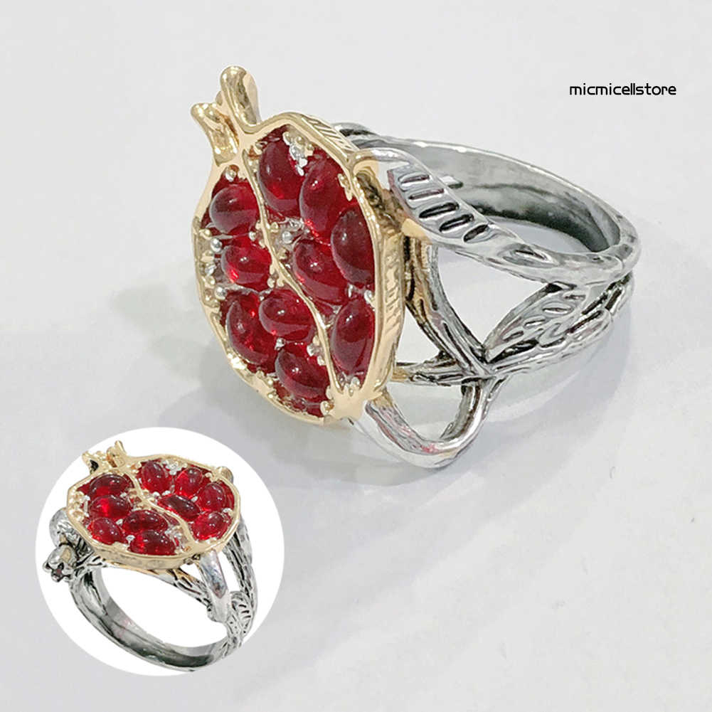 Nhẫn Hợp Kim Đính Đá Garnet Giả Phong Cách Cổ Điển