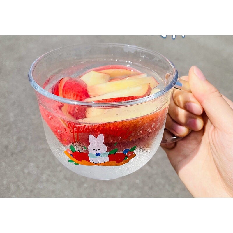Cốc Thủy Tinh Uống Nước Uống Cafe Sinh Tố In Hình Thỏ Dễ Thương Ly Thủy Tinh Giá Rẻ MinHome.