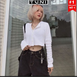 THF ÁO CROPTOP NÚT DÀI TAY THUN GÂN C1-1
