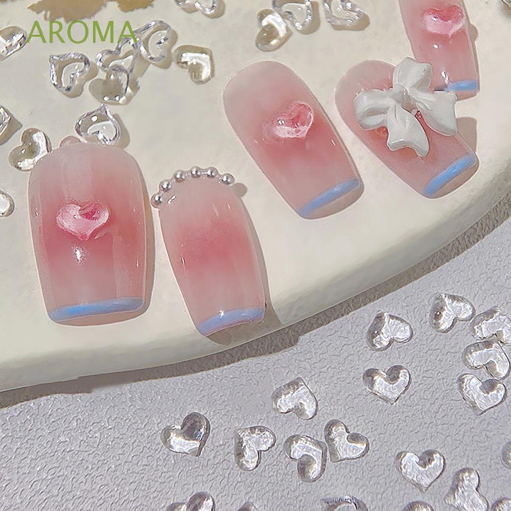 Bộ 50 Phụ Kiện Trang Trí Móng Tay Nghệ Thuật Trong Suốt Hình Trái Tim/ Trái Tim 3D Bằng Nhựa Resin Trong Suốt|Móng Tay|Trang Sức Móng Tay Nghệ Thuật