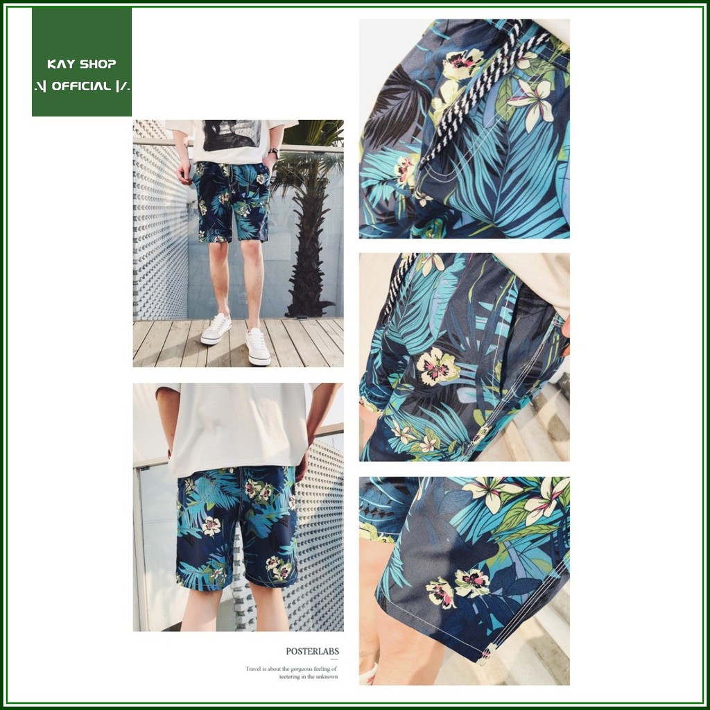 Quần short thể thao vải dù họa tiết hoa