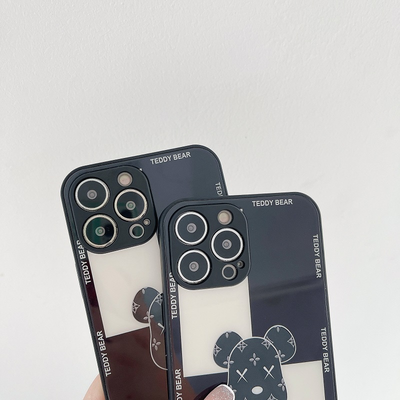 Ốp Điện Thoại Kẻ Sọc Ca Rô In Hình Gấu Cho Iphone 11 11PROMAX 12 12PRO 12PROMAX 13 13PRO 13PROMAX 7G / 8G 7P / 8P X / XS XR XSMAX