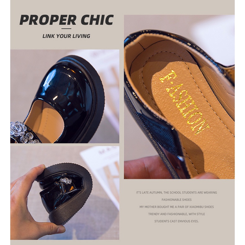 Giày Búp Bê Da Bóng Màu Trơn Size 37 38-18 Cho Bé Gái