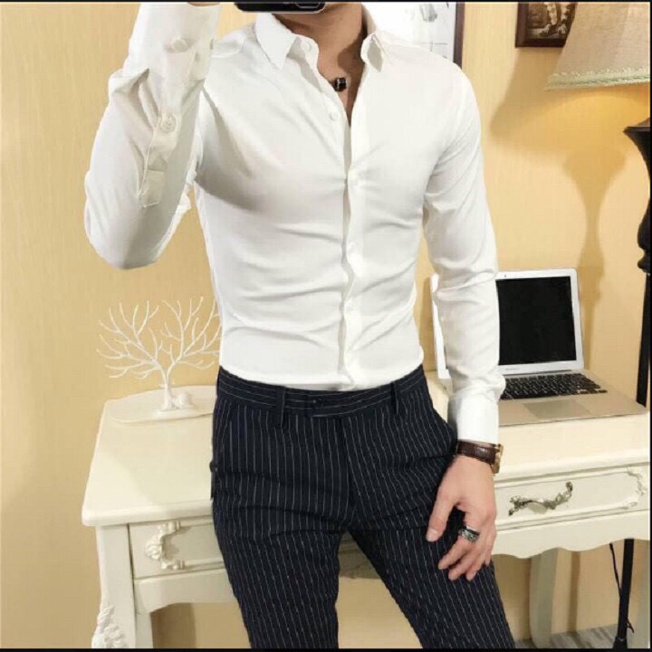 ÁO SƠ MI NAM DÀI TAY MÀU XÁM VẢI LỤA GẤP HỘP - GH07 | BigBuy360 - bigbuy360.vn