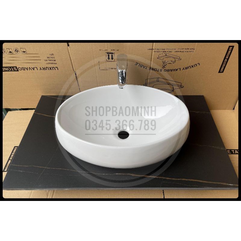 Chậu rửa mặt - Lavabo elip đặt bàn trắng tuyết 613 (KT50x31cm)