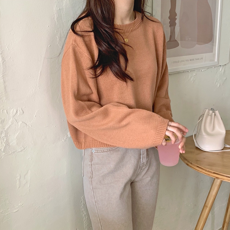 Áo Sweater Dệt Kim Tay Dài Màu Sắc Đơn Giản Phong Cách Hàn Quốc Thời Trang Thu Đông Cho Nữ | BigBuy360 - bigbuy360.vn