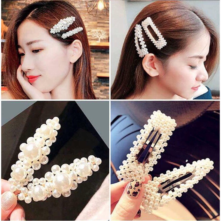 Set 4 kẹp tóc nữ kết hạt cao cấp MS09