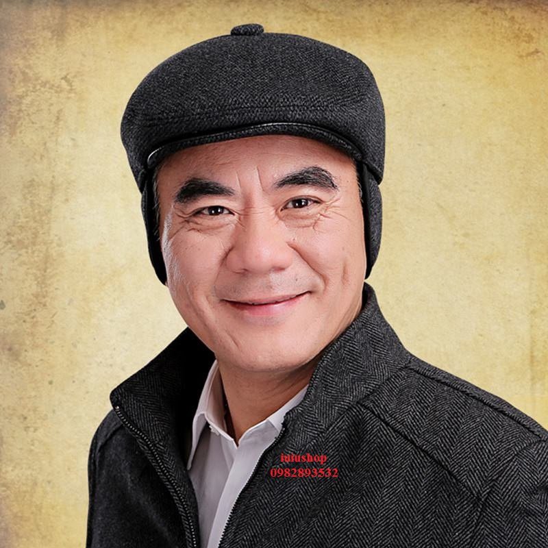 Mũ nồi che tai, nón beret nam trung niên chất liệu vải nỉ dạ siêu ấm