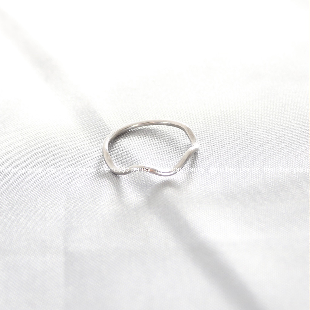 Nhẫn bạc nữ PANSY sóng trơn đơn giản bằng bạc ta thật cá tính