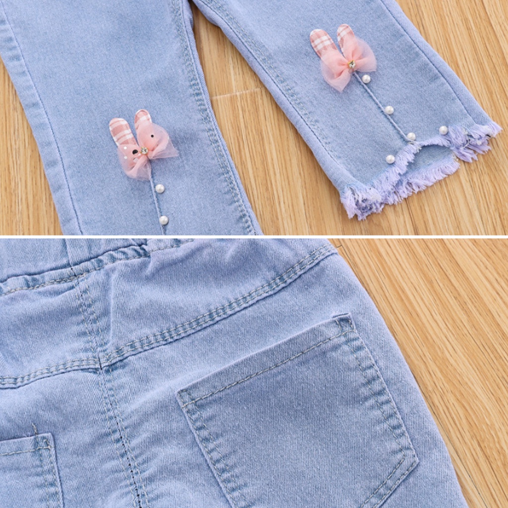 Quần jean form rộng phong cách Hàn Quốc đáng yêu dành cho bé gái 1-6 tuổi