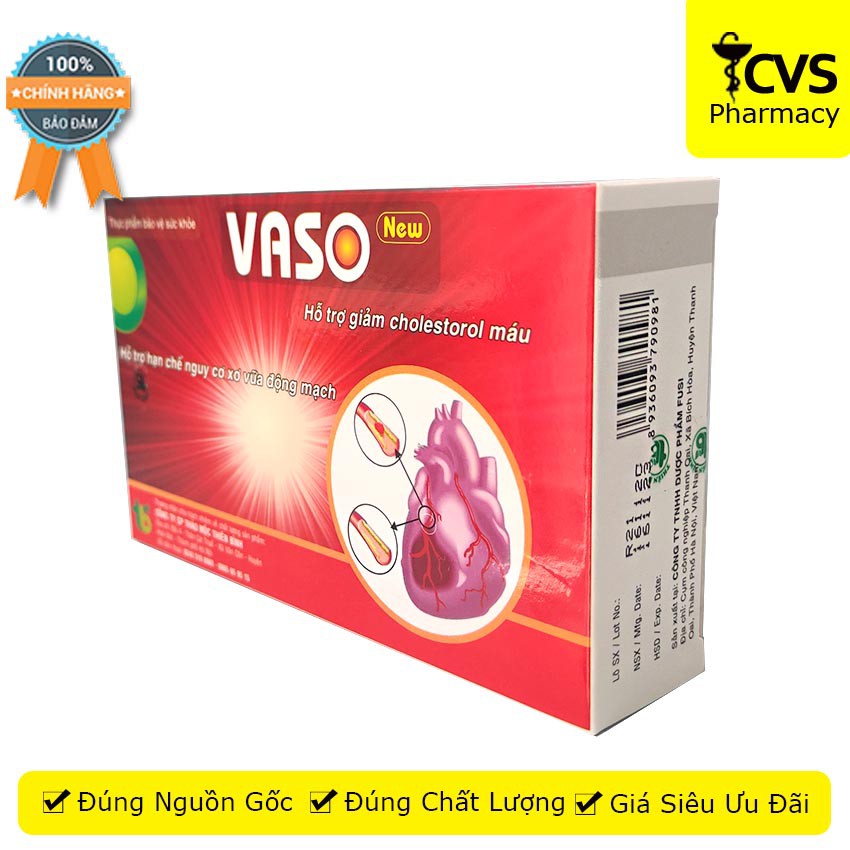 Viên Uống Vaso New - Giúp Tim Mạch Khỏe Mạnh, Giảm Nguy Cơ Nhồi Máu Cơ Tim
