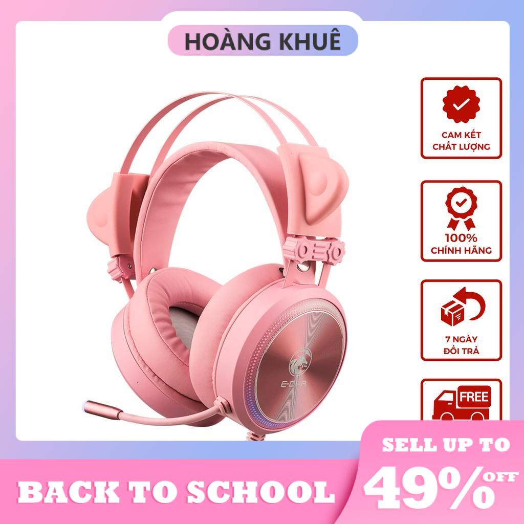 Tai nghe chụp tai có dây E-Dra EH412 Pro Pink – LED RGB - Bảo hành chính hãng 24 Tháng