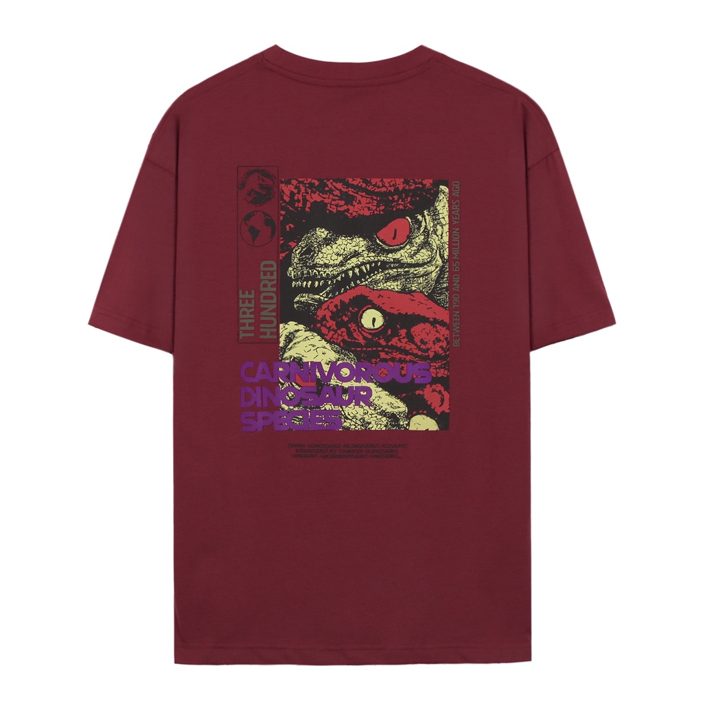 Áo Thun Carnivorous Dinosaur Species Màu Đỏ In Hình Chất Liệu 100% Cotton Thoáng Mát Form Rộng Thoải Mái