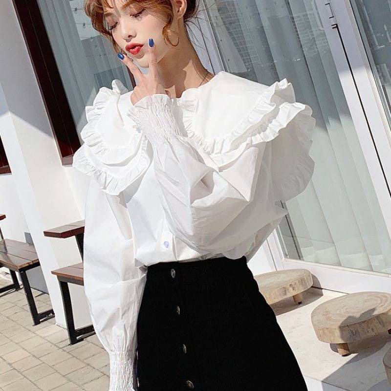 ÁO SƠ MI TIỂU THƯ TAY NHÚNG BÈO CB1