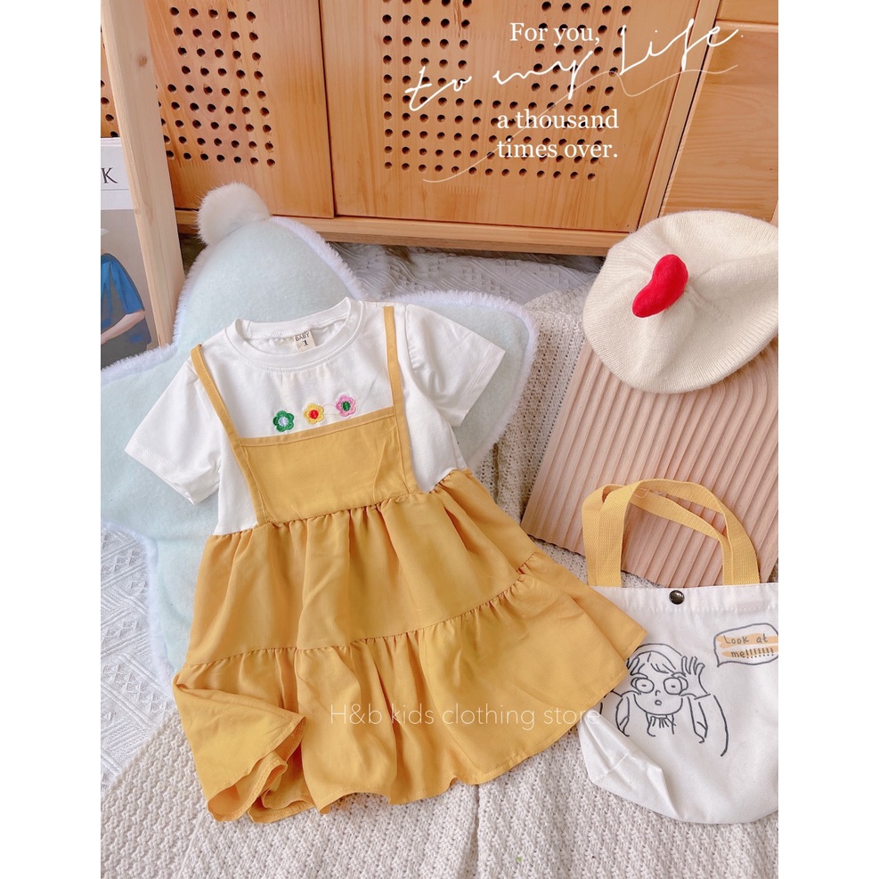 Váy bé gái từ 8-18kg - đầm bé gái chất liệu cotton phối đũi siêu mềm mát