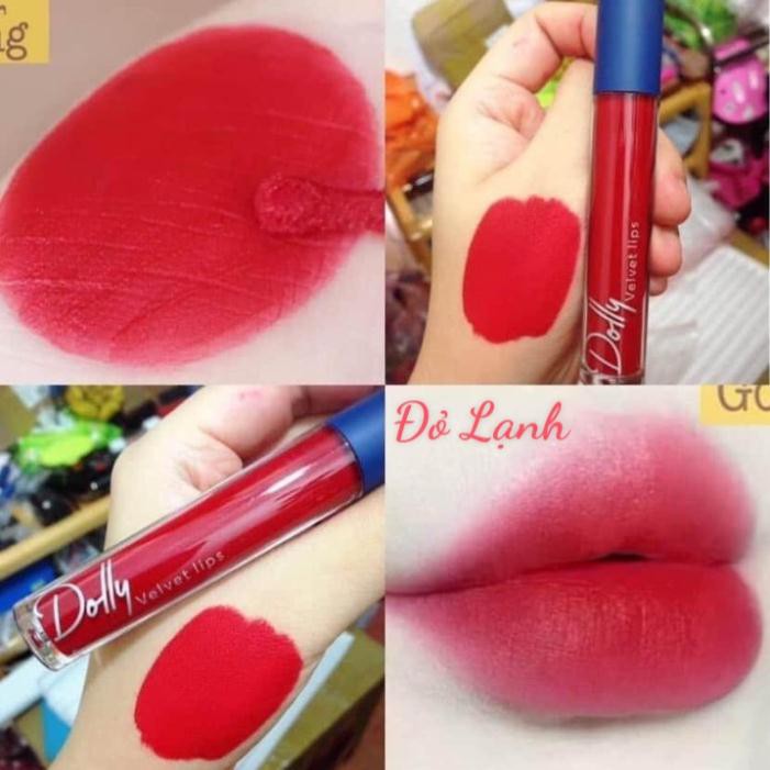 [Đỏ Lạnh ]Son Cao Cấp Dolly Velvet Lips Blue Classic Màu Đỏ Lạnh Quyến Rũ