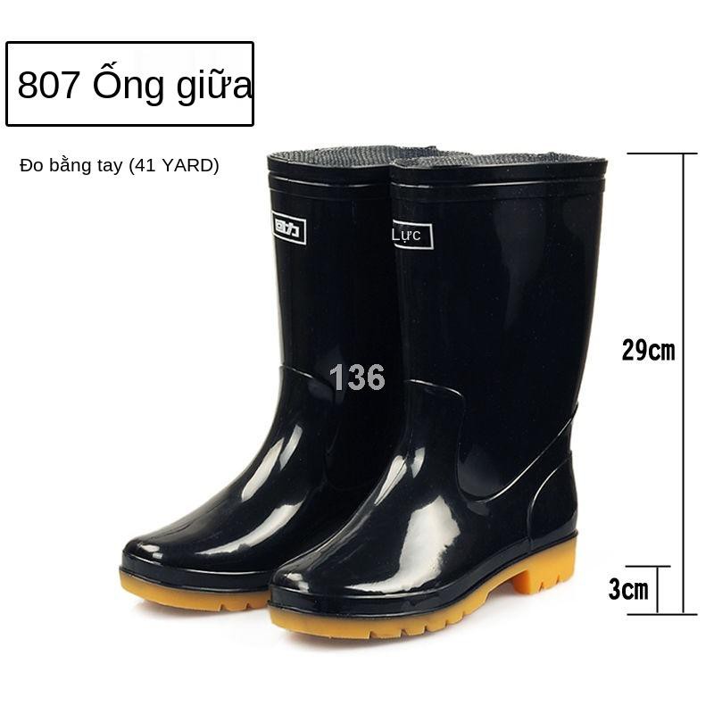 WThượng Hải kéo lại ủng đi mưa của nam giới giày cao cổ đi mưa ủng đi mưa của phụ nữ giày nước của phụ nữ không trơn trư
