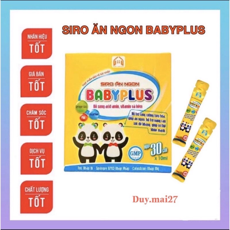 [Hết biếng ăn] Siro ăn ngon Baby plus hộp 30 gói - bé ăn ngon, tăng cân tốt + tặng ly