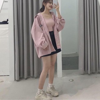 Sơmi Nhung Gân Oversize
