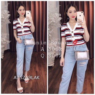 G29. 8710. áo len kẻ cổ tim khuy