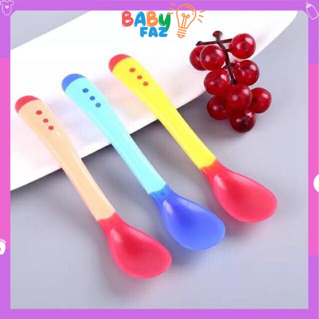 Thìa ăn dặm silicone báo nóng tập xúc cho bé muỗng ăn dặm cảm ứng nhiệt