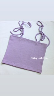 Áo croptop buộc dây màu tím