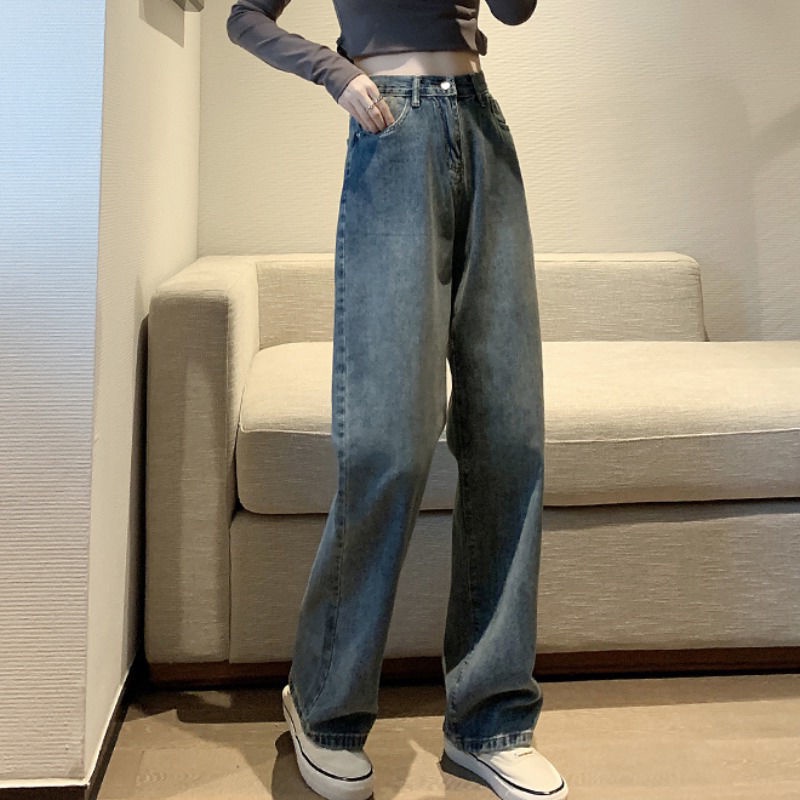 Quần Denim Phong Cách Retro Hàn Quốc Cho Nữ