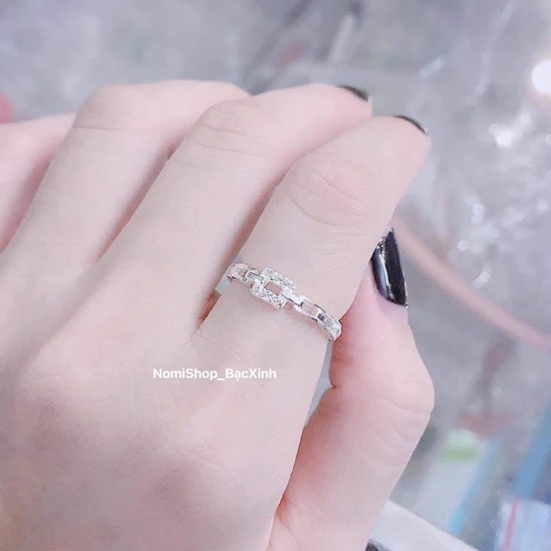 Nhẫn nữ play bạc ta dạng xích độc đáo cá tính Mainomi Shop Bạc Xinh
