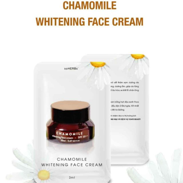 MẪU THỬ KEM FACE TÁI TẠO DA CHAMOMILE WHITENING FACE CREAM SOHERBS (3ML)