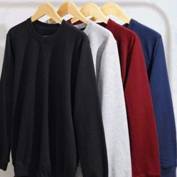 Áo Sweater Trơn Cổ Tròn Thời Trang Cao Cấp Cho Nam Nữ Size Xxl- Xl- L - M