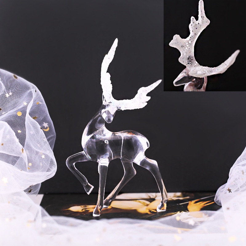 Phụ Kiện Trang Trí Bánh Sinh Nhật Bằng Acrylic Họa Tiết Hươu Và Hoa Nhiều Màu Sắc