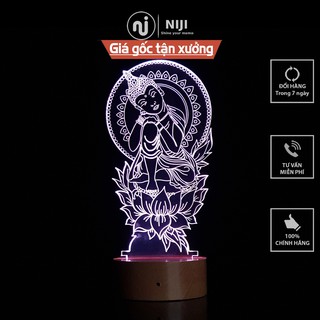 Đèn led 3D, quà tặng, trang trí, đèn ngủ chủ đề Phật giáo đèn 16 màu, đế gỗ – chính hãng 𝐙𝐀𝐊𝐀𝐙𝐎