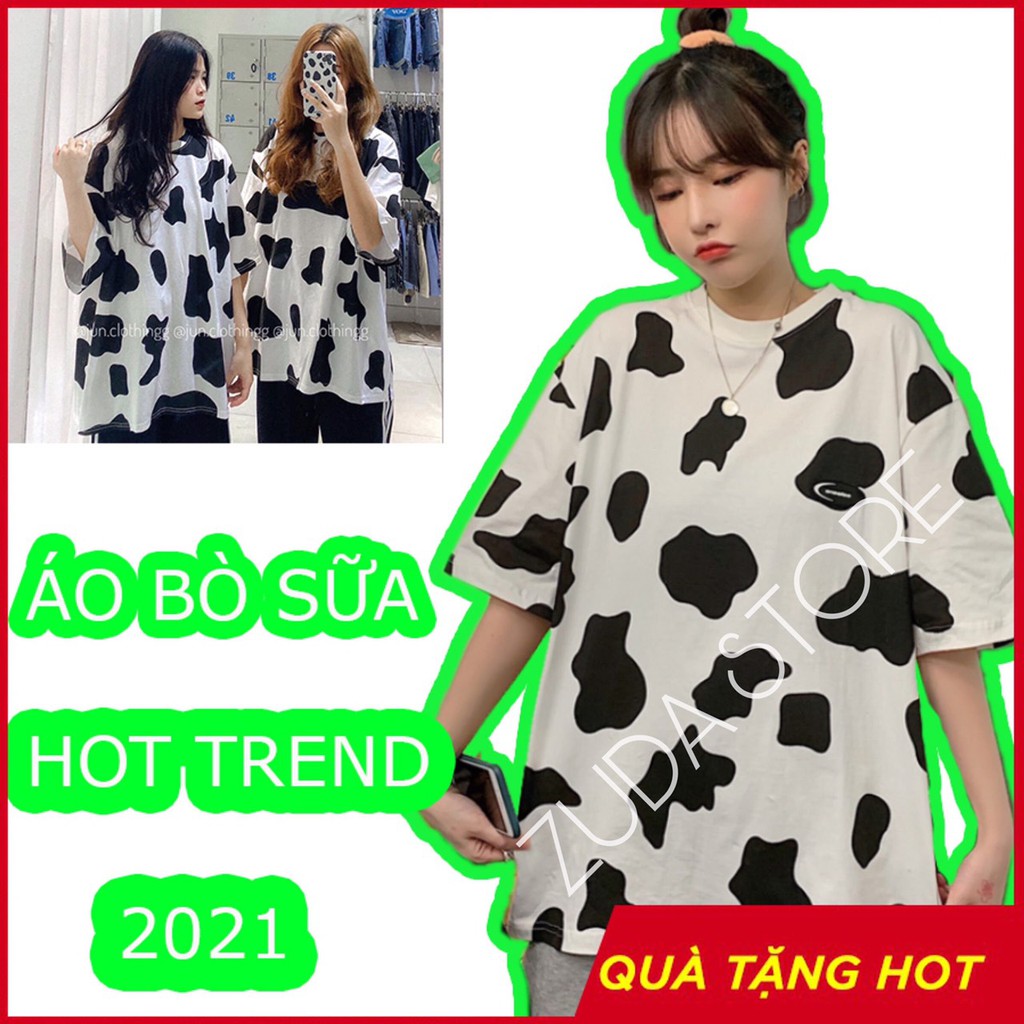 [SIÊU HOT – ẢNH THẬT] Áo bò Sữa Unisex ,Áo Phông Tay Lỡ Phong Cách Nam Nữ