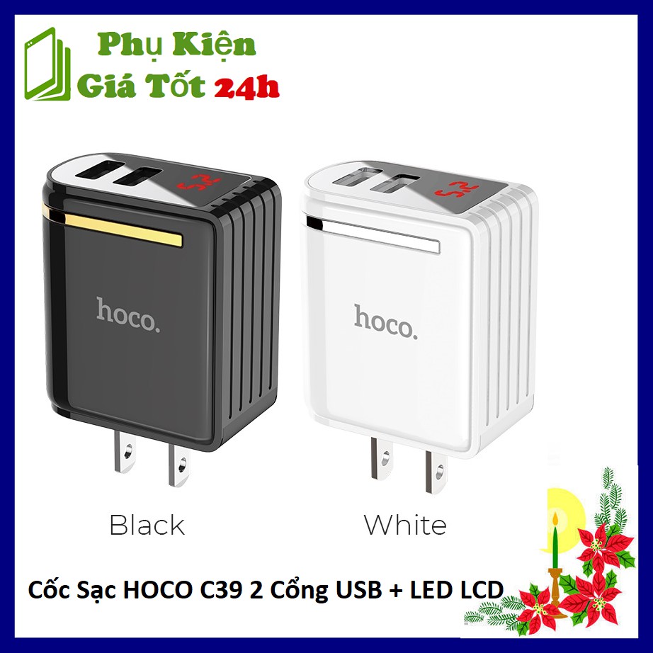 Cốc Sạc HOCO C39 2 Cổng USB + LED LCD - Bảo Hành 3 Tháng 1 Đổi 1