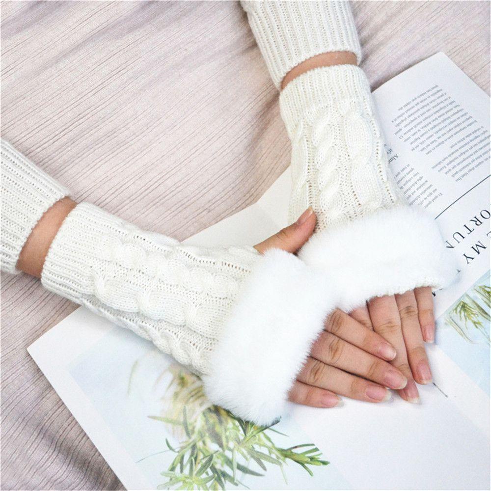 BORAG Găng Tay Len Dài Hở Ngón Co Dãn Giữ Ấm