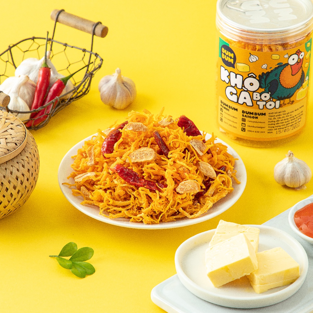 Khô gà bơ tỏi 160g DumBum đồ ăn vặt Hà Nội