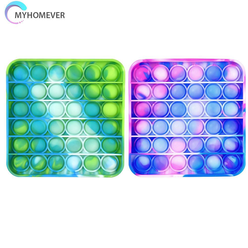Pop It Fidget Đồ chơi Square Tie Dye Autism Push Bubble Sensory Squeeze Decompression Puzzle Đồ chơi