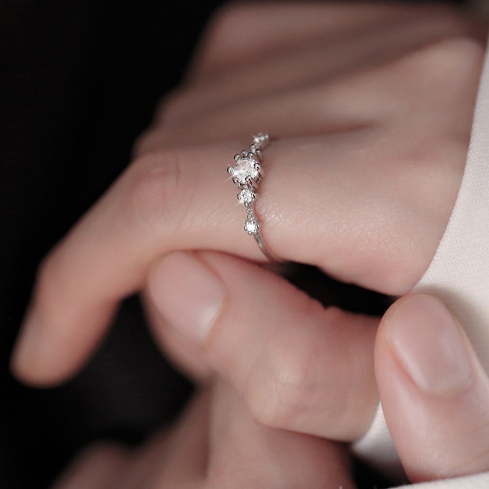 Nhẫn Đính Hôn Bạc 925 Đính Đá Zircon Thanh Lịch Thời Trang Cho Nữ