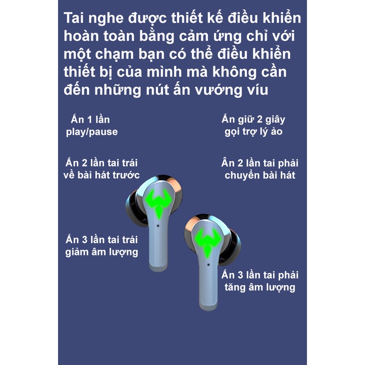 Tai nghe bluetooth 5.2 gaming N35 TWS tai phone pin trâu thể thao nhét tai không độ trễ âm thanh vòm 9D