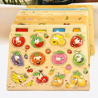 Bảng núm gỗ_Đồ chơi Lắp ráp bằng Núm gỗ cho Bé(23x30x0.5cm )