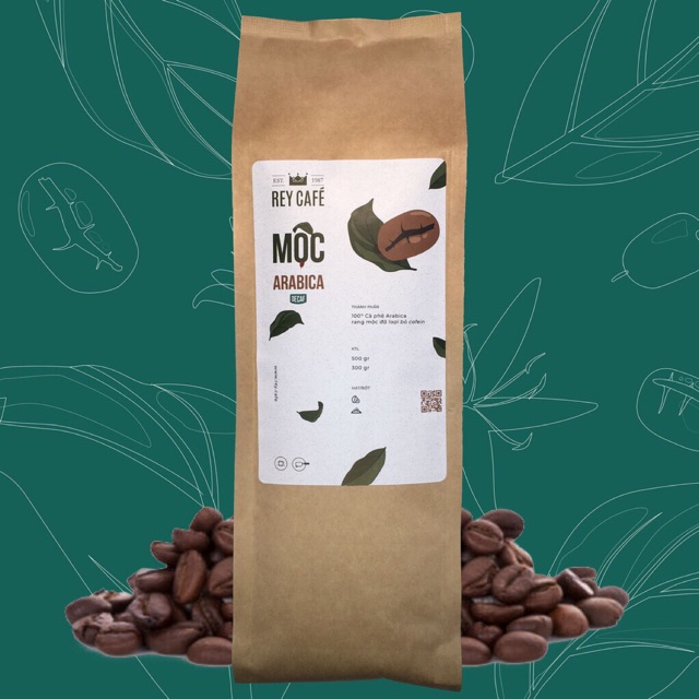Cà phê mộc Arabia Decaf- Loại bỏ Caffeine- Rey cafe- Phù hợp người viêm dạ dày
