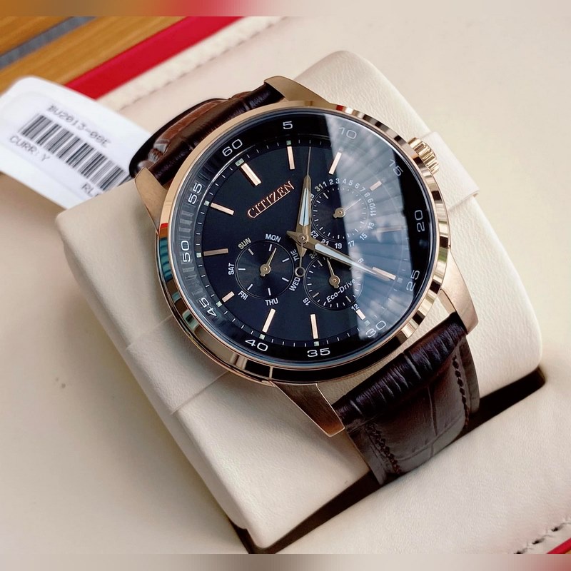 Đồng Hồ Nam Citizen dây da nâu Eco Chronograph 6 kim BU2013-08E (Size 42mm)