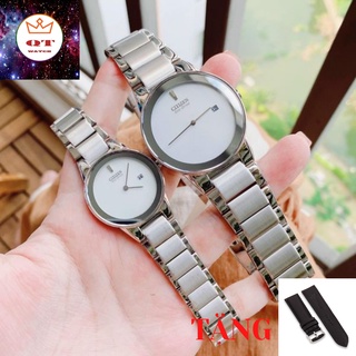 Đồng hồ cặp citizen eco-drive au1060-51a ga1050-51a chính hãng tặng dây da cao cấp