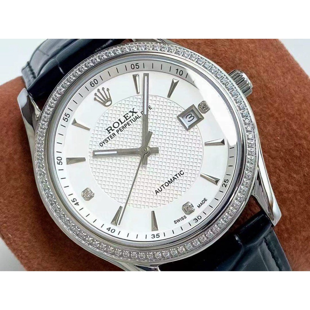 Đồng Hồ Nam Rolex Máy cơ Automatic - Mặt Kính Sapphire Chống Xước - Viền Đính Đá Cao Cấp