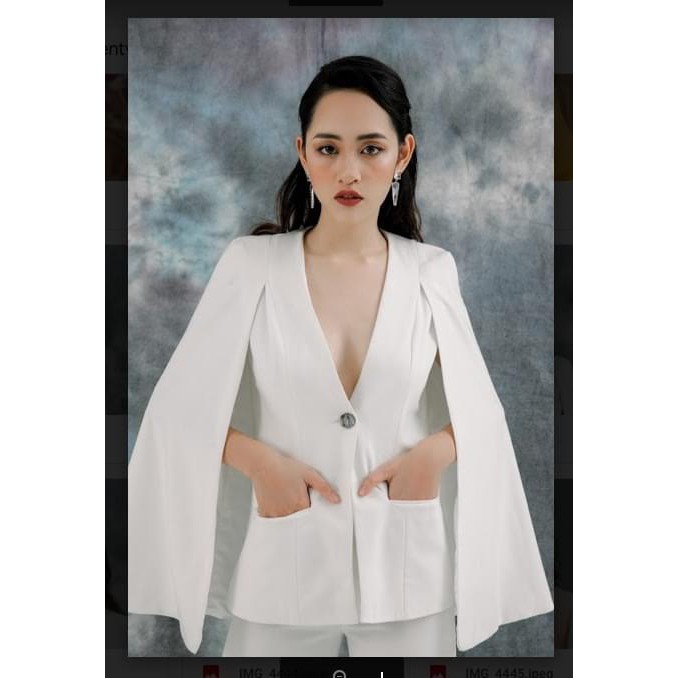 WALENTY - White Cape Blazer - Áo vest choàng màu Trắng