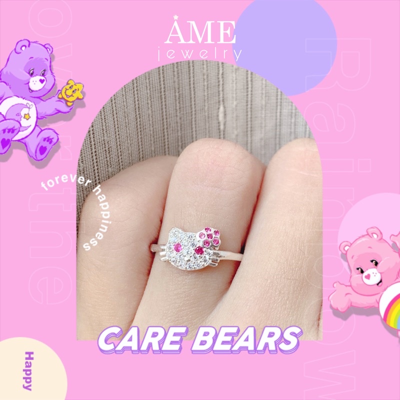 Nhẫn Bạc Ta Cho Bé [MÈO HELLO KITTY HỒNG]