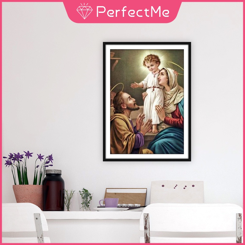 Bộ tranh đính đá 5D tự làm 30*40cm hình Đức Mẹ Mary Jesus