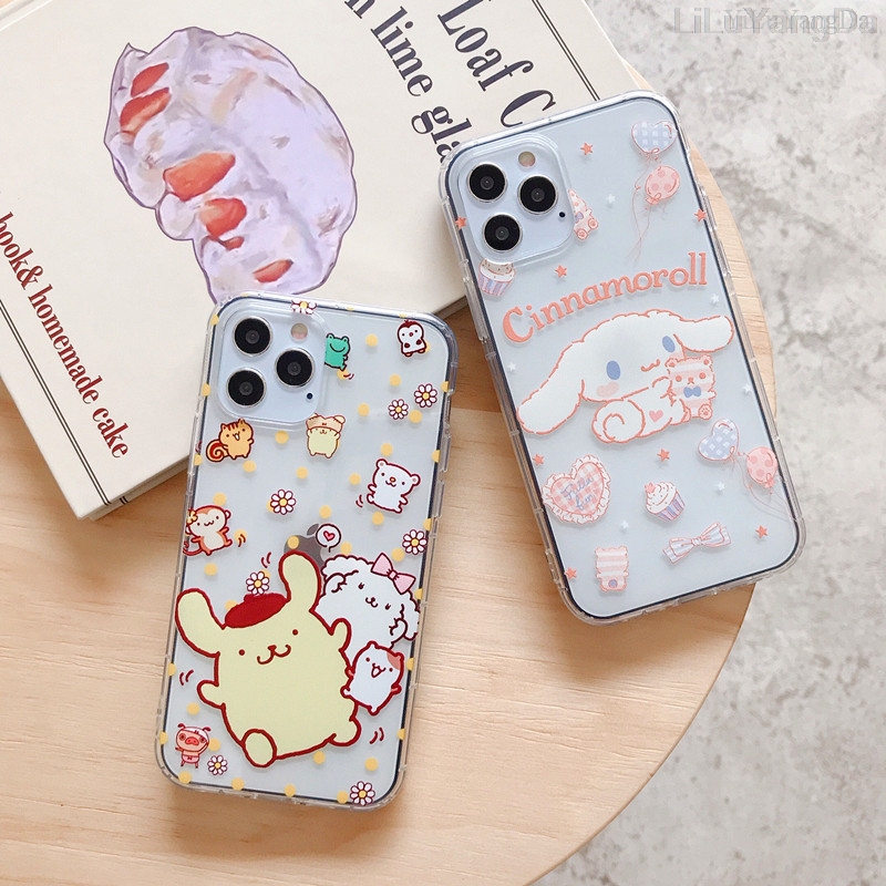 Cartoon pompompurin cinnamoroll dog phone case cho iphone 11 12 13 14 pro max vỏ bọc điện thoại mềm