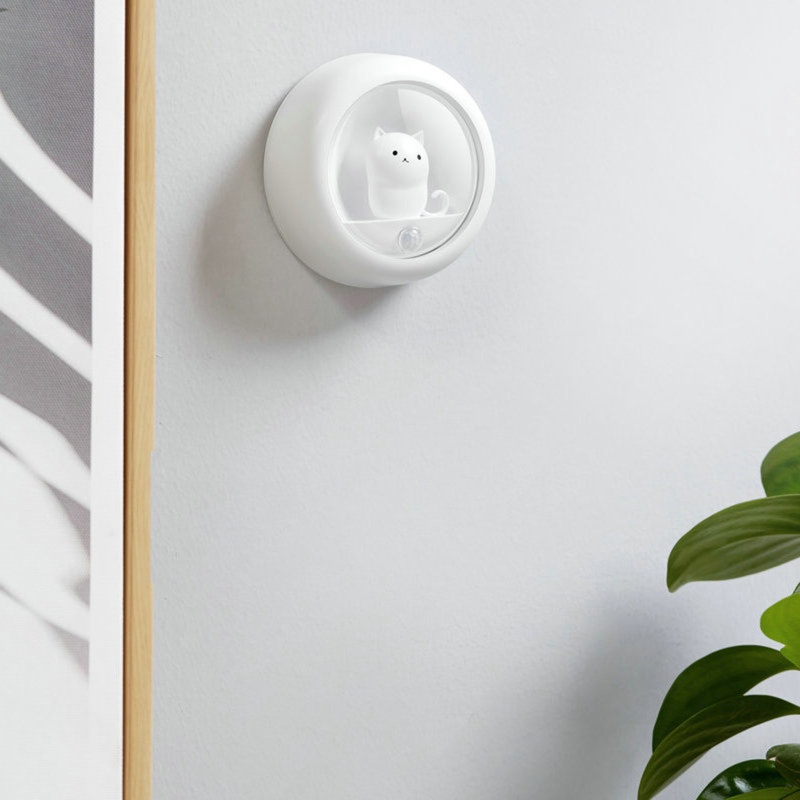 Đèn Ngủ LED Cảm Biến Chuyển Động PIR Có Thể Sạc Lại Bằng Cổng USB Cho Mèo