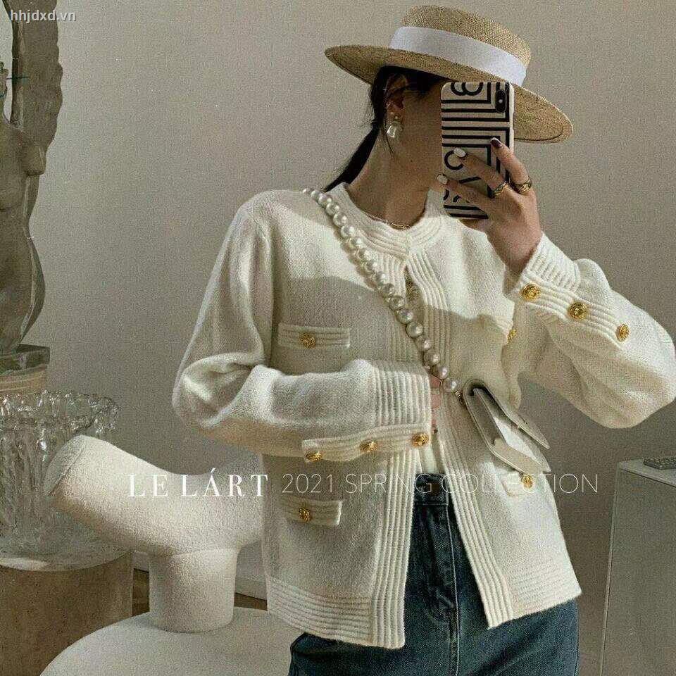 Áo khoác cardigan dệt kim phong cách Pháp thời trang thu đông cho nữ